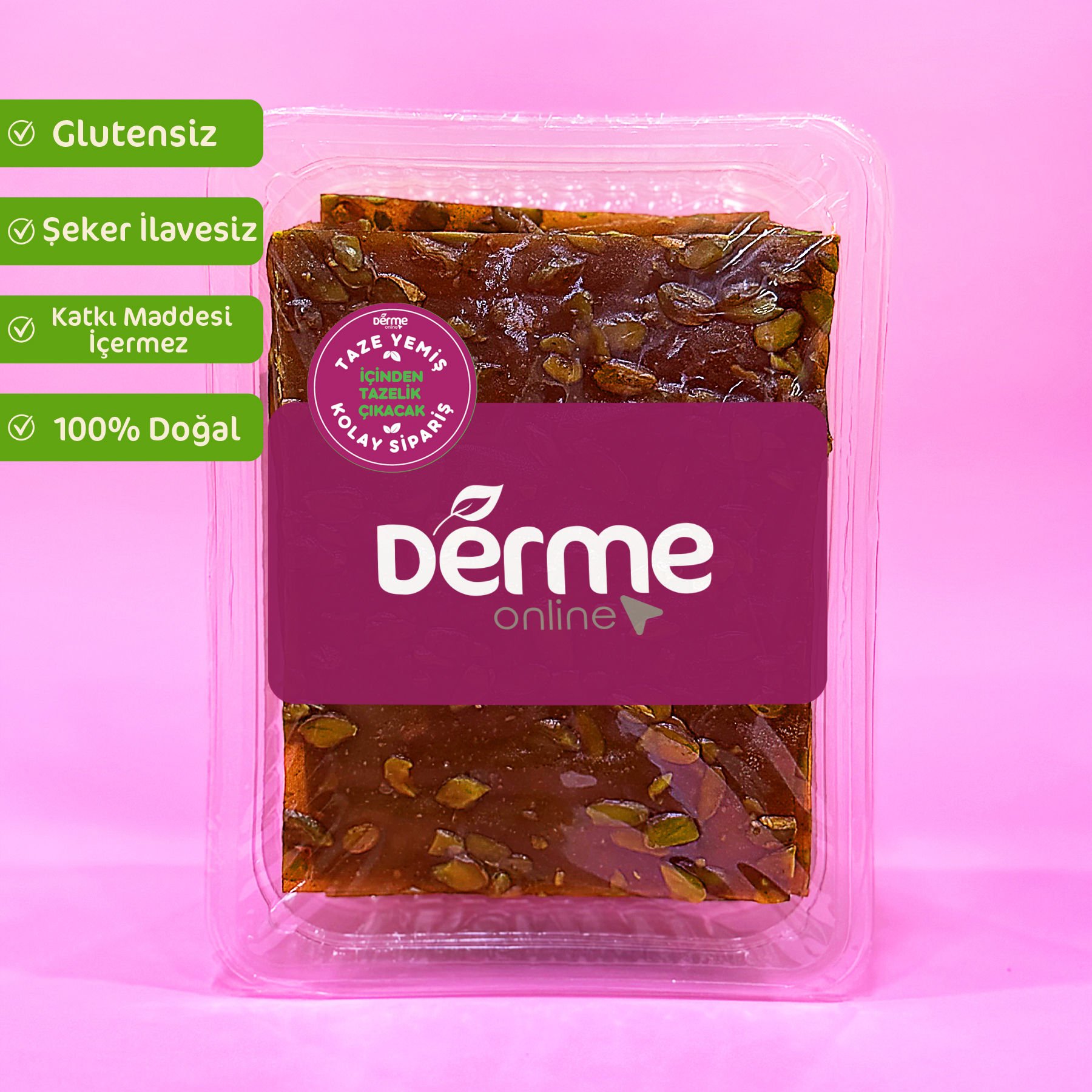 Yaprak Pestil - Antep Fıstıklı - Glutensiz - Rafine Şeker İlavesiz  300 gr